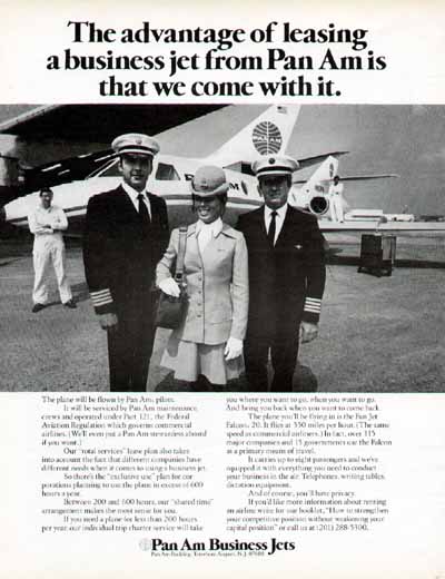 1971 A Pan Am ad promoting the company's Business Jet Division.